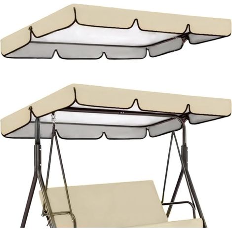 Toit de Rechange de 195x125cm pour Balancelle de Jardin Auvent Beige pour Balancelle de Cour 3 Places Chaise de Patio Ou de Véranda Protection UV Imperméable pour Hamac Couleur blanc cassé (1/5)