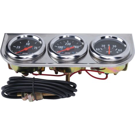 Manomètre triple 3 en 1 de 2 pouces pour véhicule à essence 12 V : pression d'huile, température d'eau et ampèremètre. (1/5)