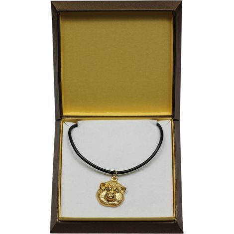 Akita, Akita Inu – eine Halskette mit Hundemotiv in einer Geschenkbox, ein vergoldeter Anhänger für Hundeliebhaber, beeindruckender Schmuck der Marke Art-Dog (1/5)
