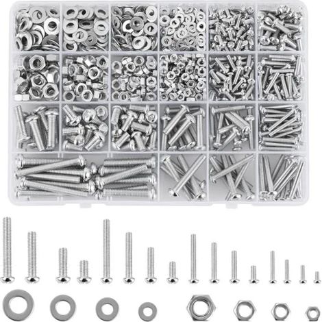 1080-teiliges Schraubenset M3 M4 M5 M6 mit Muttern, Sechskantschrauben, Bolzen und Muttern, Edelstahl, Schrauben, Muttern und Unterlegscheiben (1/5)