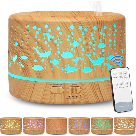 Diffuseur d'huiles essentielles, humidificateur d'aromathérapie ultrasonique, ceinture d'aromathérapie électrique, 7 lumières, design océan creux, une excellente idée cadeau pour Noël et le Nouvel An (1/5)