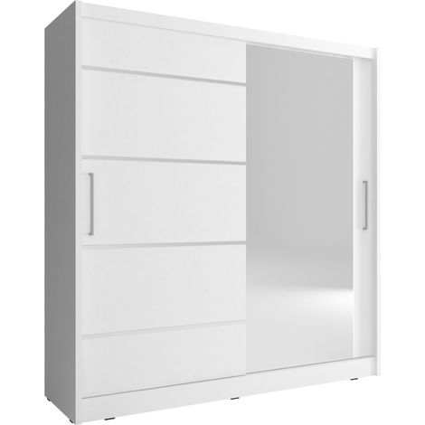 ARMADIO CON SPECCHIO PER CAMERE DA LETTO SERIE MAJA 180x62x200h BIANCO OPACO (1/4)