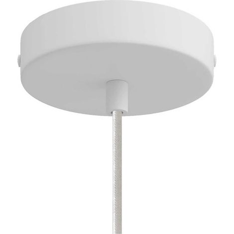 Lampada a sospensione completa di cavo tessile e doppio paralume Tub-E14  Senza lampadina - Bianco opaco - Rame satinato - Matter ON/OFF