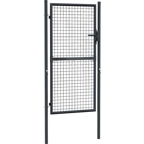 Puerta de jardín de malla acero galvanizado 100 x 175 cm gris vidaXL