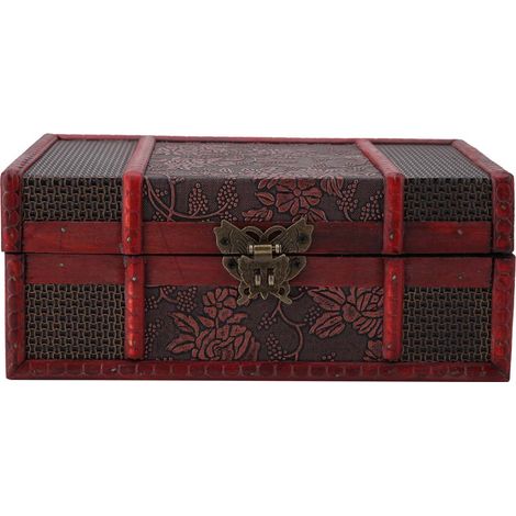 Boîte à bijoux vintage en bois, boîte à livres décorative en bois faite main (raisin) (1/5)
