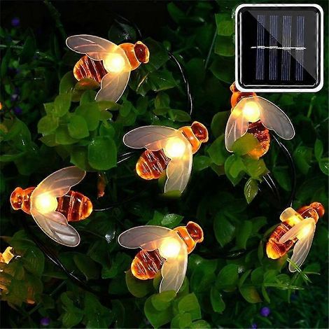 Neue solarbetriebene LED-Lichterkette mit niedlichen Honigbienen (20 oder 50 LEDs) für Garten, Zaun, Terrasse und Weihnachten (1/2)