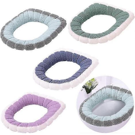 Lot de 4 housses chauffantes lavables pour abattant WC (pour femmes, femmes enceintes, personnes âgées) – Couleurs assorties (1/5)