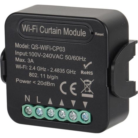 Intelligenter WLAN-Vorhangschalter, 100-240VAC Funkmodul, Fernsteuerung über App, kompatibel mit motorisierten Rollläden und Jalousien. (1/5)