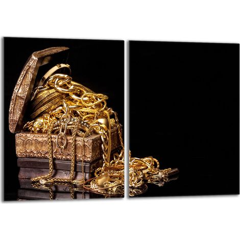Glasschutzplatte für Herd 2x40x52 Gold (1/5)