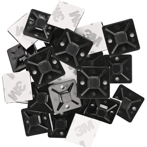 EMOS - 25 supporti autoadesivi per fascette stringicavo da 2 x 2 cm, 3 m, in plastica ABS, ad alta resistenza, resistenti al freddo e al calore da -40 °C a 80 °C, protezione UV, per esterni, colore (1/5)