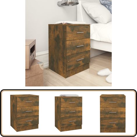 Nachttisch Räuchereiche 38x35x56 cm Holzwerkstoff - Nachttisch - Holzwerkstoff - Sideboard - Wohnraum - Schlafzimmer