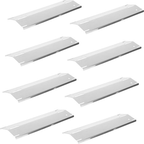 POPETPOP 8 Pièces Plaque chauffante Gril déflecteur de Chaleur Couverture de Gril Plateau Chauffant Barbecue extérieur Panneaux isolants pour poêle pièces de Rechange de Gril Silver