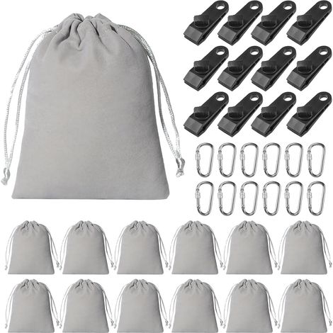 12 Pièces Sac De Poids Portable pour Rideaux, Sacs De Sable avec 12 Mousquetons Et 12 Clips, Sacs De Poids, Poids pour Tonnelle pour Rideaux Extérieurs, Nappes, Tentes(20 X 25 cm) (1/5)
