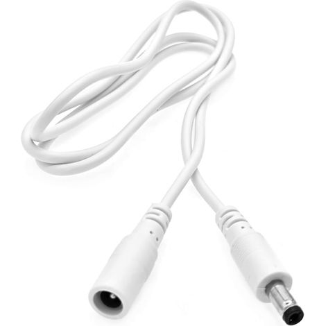 Câble d'alimentation, fiche 5,5 x 2,1 mm, câble d'alimentation femelle-mâle 2,1 x 5,5 mm, adaptateur secteur 5V 6V 9V 12V 24V CC pour caméra IP, bande LED, caméra de vidéosurveillance, Blanc (1/5)