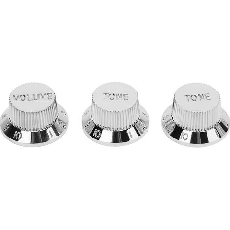 Bouton de contrôle de volume et de tonalité pour basse électrique Fender, capuchon de potentiomètre, 2T1V argent (1/5)