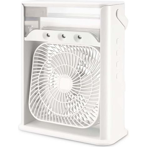 Ventilateur Brumisateur 3-en-1 Portable, Refroidisseur d'Air USB avec Réservoir 680ml, 3 Vitesses, Lumière LED 7 Couleurs, Silencieux pour Bureau Maison Extérieur (1/4)