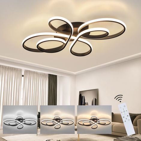 GBLY LED Plafoniera 90W 100cm Plafoniera moderna dimmerabile - Lampada da camera da letto con telecomando Plafoniera di design per sala da pranzo ufficio cucina（Noir）