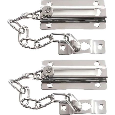 Türkettenschutz mit Schloss, für Innentüren und zusätzliche Haustür, silberfarben, 2er-Set (1/5)