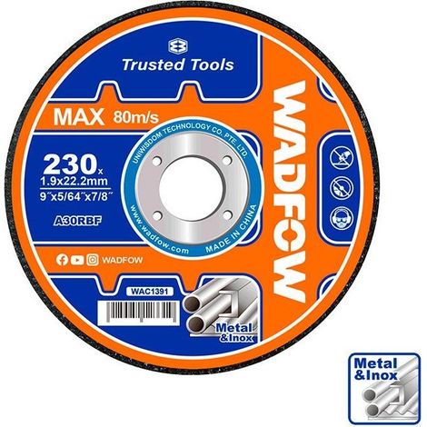 Disque de coupe pour métal et inox WADFOW 230x3,0mm centre déprimé