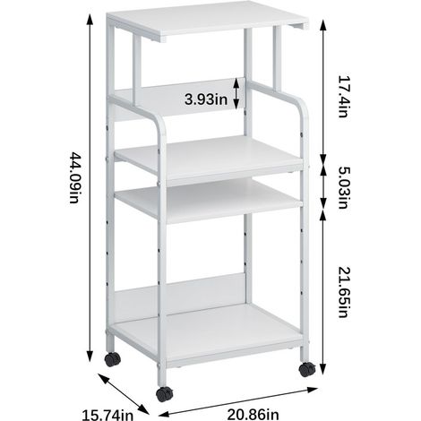 4-Tier Rolling Printer Stand with Adjustable Shelf Storage Cart for Office Use, 3D Printers and Heat Press Machines (1/5)