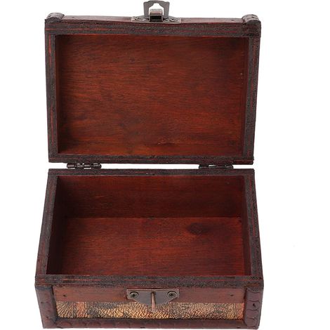 Vintage Wooden Jewelry Storage Box with Lock and Pattern (1/5)
