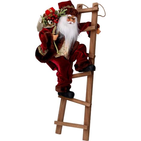 Babbo natale in tessuto bordeaux su scala cm xh45 (1/2)