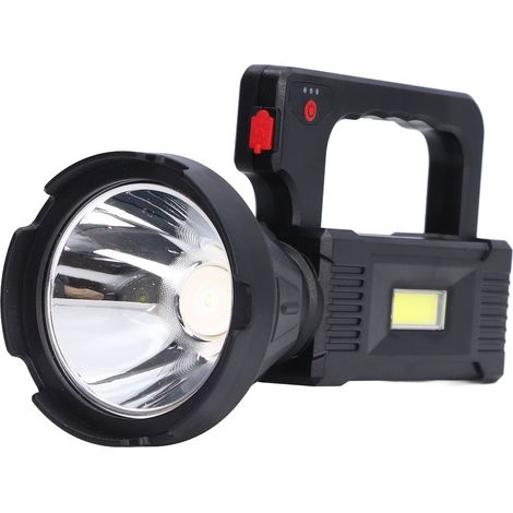 Lampe torche LED puissante longue portée, projecteur multifonction portable 5 modes, étanche pour extérieur, randonnée, camping, urgence, usage domestique, avec batterie intégrée (W5108) (1/5)