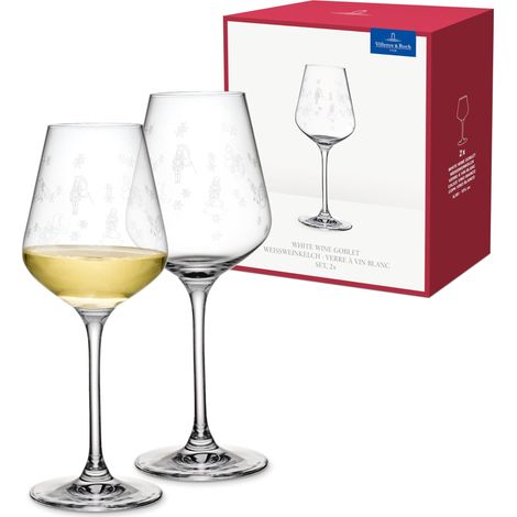 Verre à Vin Blanc 2 Pièces Transparent, Garanti Lave-Vaisselle, Verres à Vin, Verre Toys Delight, Verre a Vin de Noël, Verres de Noël, Service à Vin, Cristallin (1/5)