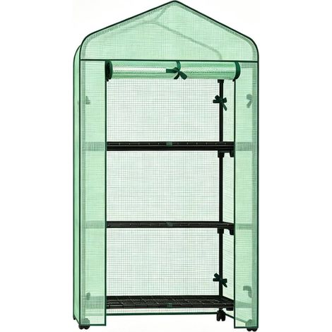 Mini invernadero con ruedas de PE y acero, 70 x 50 x 130 cm, verde, HOMVRA (1/5)