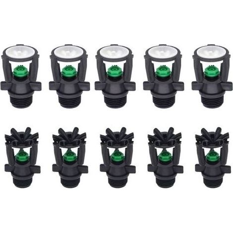 Lntyq Lot de 10 arroseurs de jardin à filetage mâle, rotation automatique à 360 °, buse d'arrosage pour pelouse, serre, légumes et cultures (1/5)
