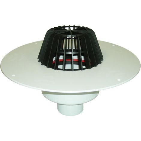 Terrassenablauf DN75 mit PVC-Manschette und Kunststoff-Laubfangkorb