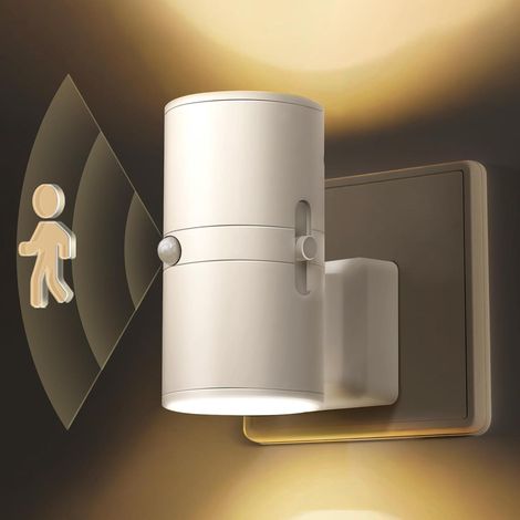 LED Veilleuse avec détecteur de mouvement, 1 pièce, pour prise, blanc chaud, 3000 K, luminosité réglable 0-100 lm, intensité variable, pour intérieur (1/5)