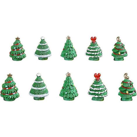 Lot de 8 mini sapins de Noël miniatures en résine pour décoration de bureau (4 petits sapins foncés et 4 petits sapins clairs).-M (1/3)
