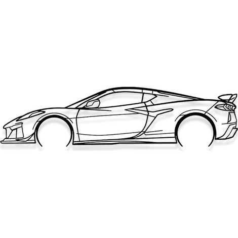DECORACIÓN DE PARED DE METAL - CORVETTE C8 Z06 DETALLADO - Decoración de pared de metal - 100CM