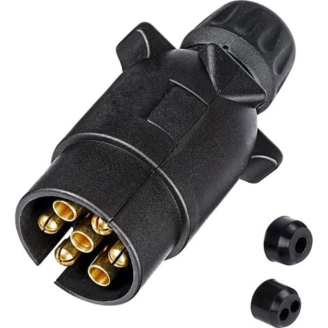 1 Fiche Remorque 7 Broches Mâle, Connecteur Étanche 12V, Adaptateur Caravane Porte-vélo (1/5)