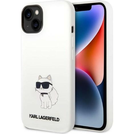 Karl Lagerfeld KLHCP14MSNCHBCH Custodia rigida per iPhone 14 Plus / 15 Plus 6.7 bicolore/bianco Silicone Choupette (1/5)