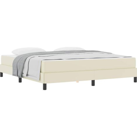 Bed Frame with Mattress Cream 180 x 200 cm Fabric vidaXL
