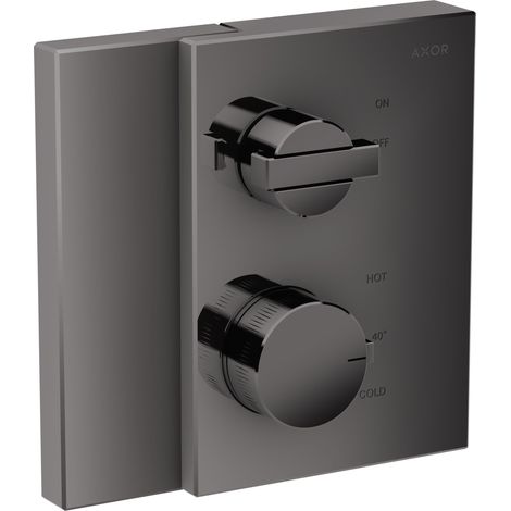 Kit de montage complet AXOR EDGE pour thermostat UP avec évacuation polie noire chromée (1/3)