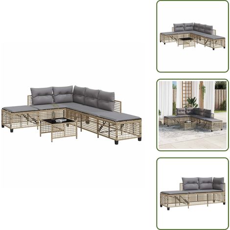 Salon de jardin d'angle avec coussins 3pcs mélange beige rotin - Ensemble Salon De Jardin - Canapé Jardin - Fauteuil Jardin - Chaises Longues - Mobilier Extérieur (1/5)
