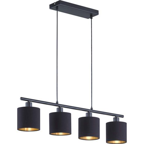 Reality Leuchten Tommy - Lampadario a sospensione in metallo, nichel opaco/nero/oro (1/3)