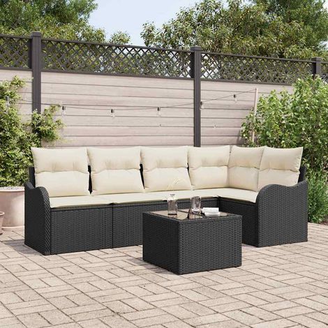 Gartensofa-set Schwarz Poly-Rattan
