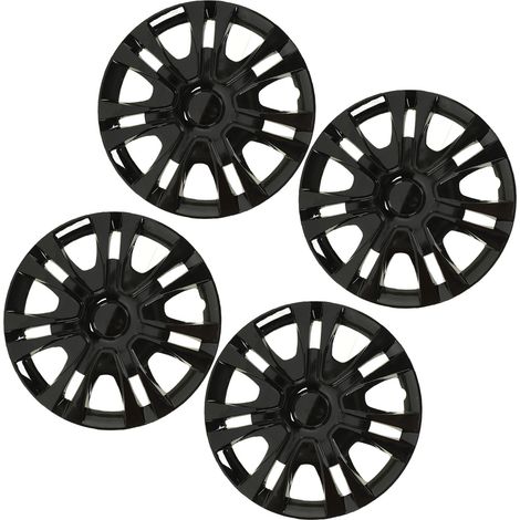 4Jantes Enjoliveurs Noirs 15 Pouces, 4 Pièces, Clipage Universel, Protection de Jante pour Voitures (1/5)