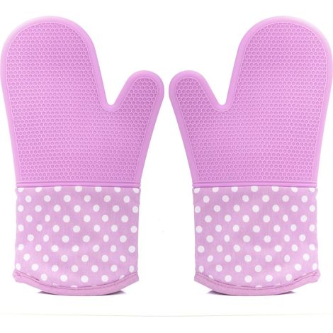 AIDUCHO Gants De Cuisine, En Silicone Anti-Dérapant Avec Doublure En Coton Polyester Matelassé Et Couche Interne Pour Faire Du Pain,1 Paire - Violet (1/5)