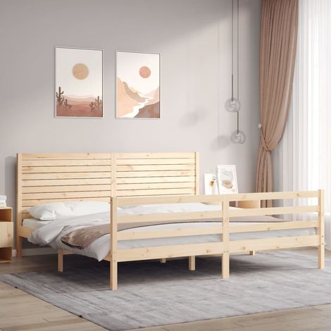 Bed Frame without Mattress Super King Size Solid Wood vidaXL (1/5)