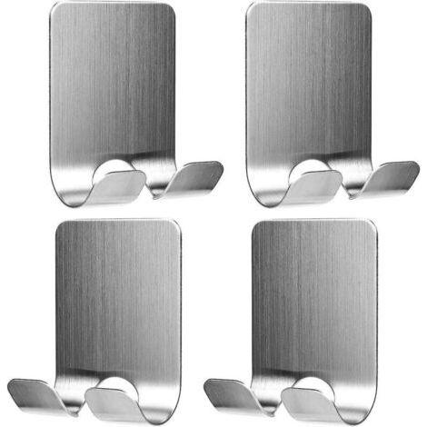 Crochets muraux de salle de bain en acier inoxydable - Porte-rasoir et porte-brosse à dents multifonctionnels (lot de 4)