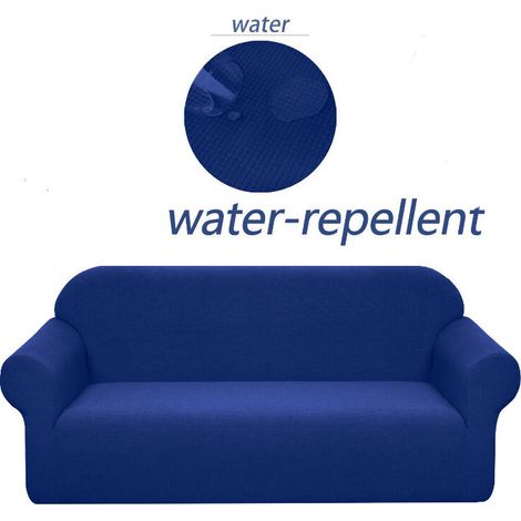 Copridivano elasticizzato, impermeabile e antigraffio per divano a 1 posto, elegante fantasia con rotoli di schiuma antiscivolo (divano a 2 posti, blu navy) 145-185 cm