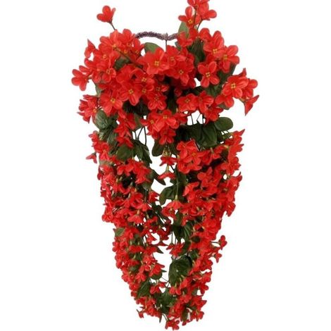 Fleurs artificielles - 4 pétales - Suspensions décoratives - Pour un mariage, ou pour décorer une maison, Rouge, 80 cm (1/4)