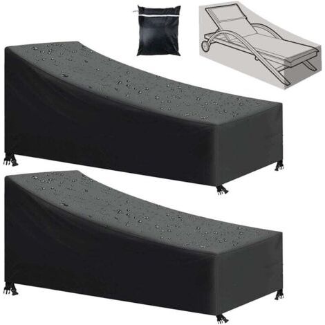BUNTHAUS 2-teiliger Gartenliegestuhlbezug, wasserdicht, winddicht, UV-beständig, 210D Oxford-Gewebe, schwarz (210x75x80/40 cm)