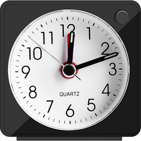 Lntyq Leiser analoger Wecker, kleiner leiser Reisewecker mit Schlummerfunktion und Licht, analoger Quarzwecker für Schlafzimmer, Büro und Reisen (1/5)