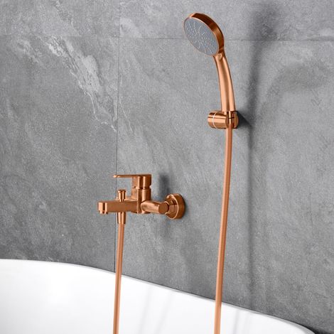 IMEX - Grifo Bañera y Ducha Monomando Serie Roma Oro Rosa Cepillado (1/5)